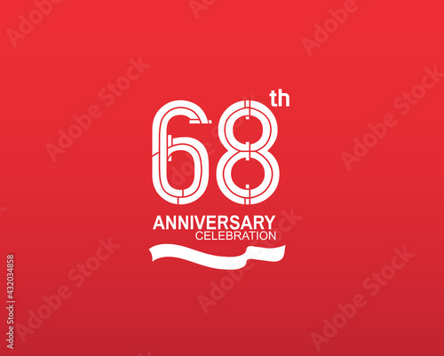 68 anniversary logotype flat design white color isolated on red background. vector can be use for template, company special event and celebration moment