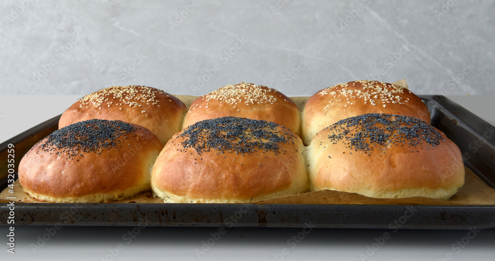 baked buns with sesame and poppy baked buns with sesame and poppy