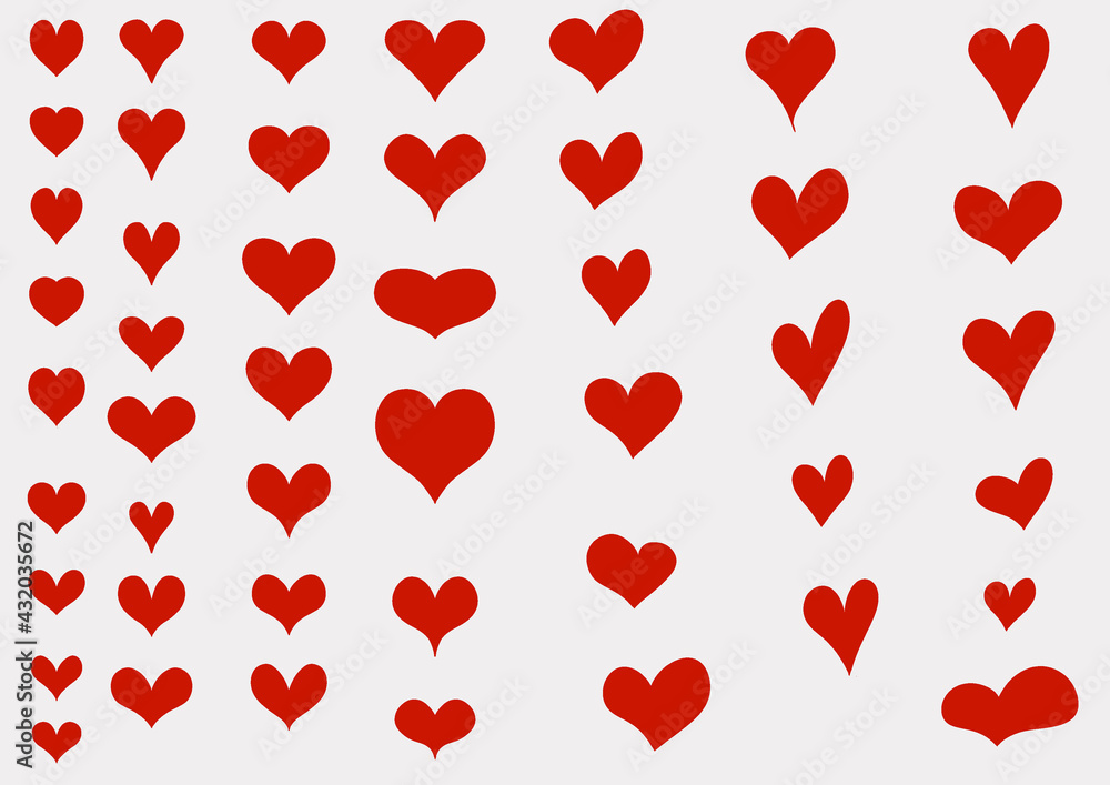 Many red hearts with dark red fill