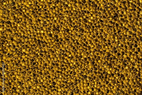 golden metallic background with holes, honeycomb