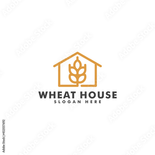 Wheat home farm logo template design vector