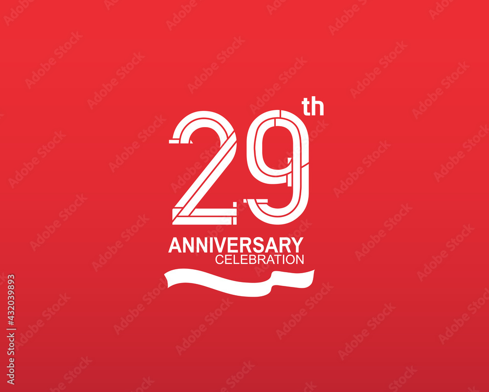 29 anniversary logotype flat design white color isolated on red background. vector can be use for template, company special event and celebration moment