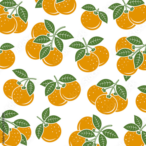 Mandarin pattern background set. Collection icon mandarin. Vector
