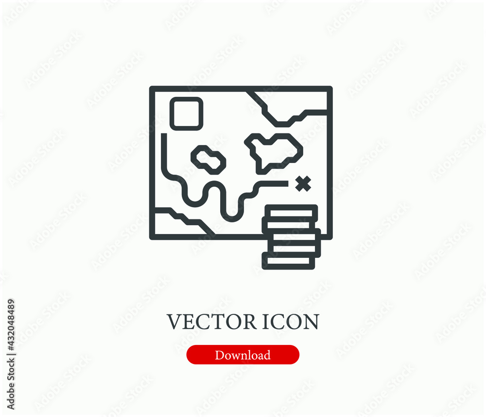 Map vector icon. Editable stroke. Linear style sign for use on web design and mobile apps, logo. Symbol illustration. Pixel vector graphics - Vector Map vector icon. Editable stroke. Linear style sign for use on web design and mobile apps, logo. Symbol illustration. Pixel vector graphics - Vector