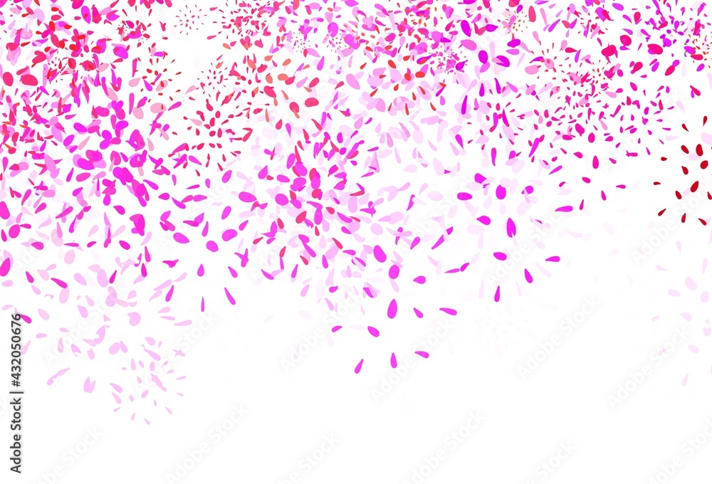 Light Pink, Red vector doodle texture with leaves. Light Pink, Red vector doodle texture with leaves.