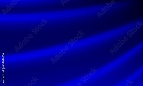Luxury blue curtains. Smooth silk fabric texture. Vector illustration.