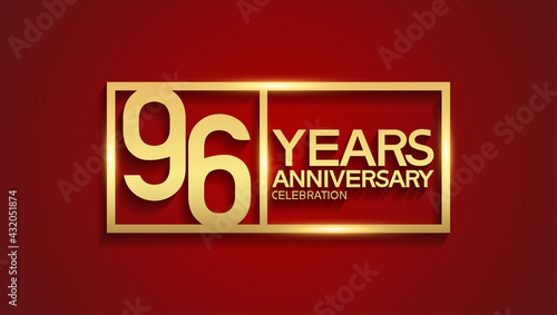 96 years anniversary logotype with golden color in square can be use for greeting card, invitation and company celebration moment