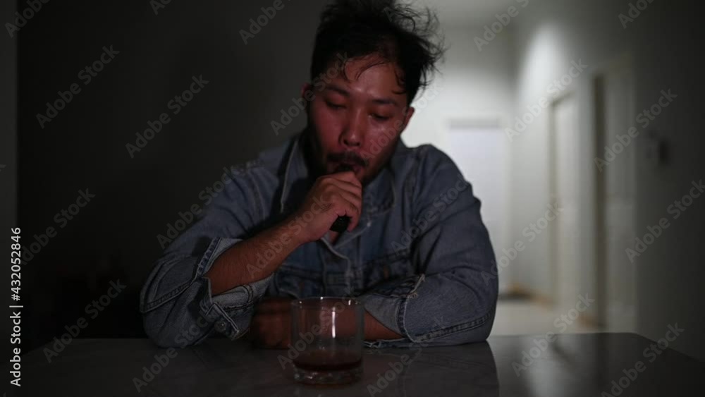Stress man have a problem of life,Concept of alone people addict alcohal Stress man have a problem of life,Concept of alone people addict alcohal