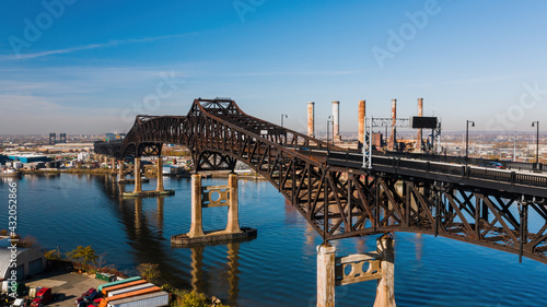 Aerial of Historic Pulaski Skyway - Hackensack River - New Jersey photo