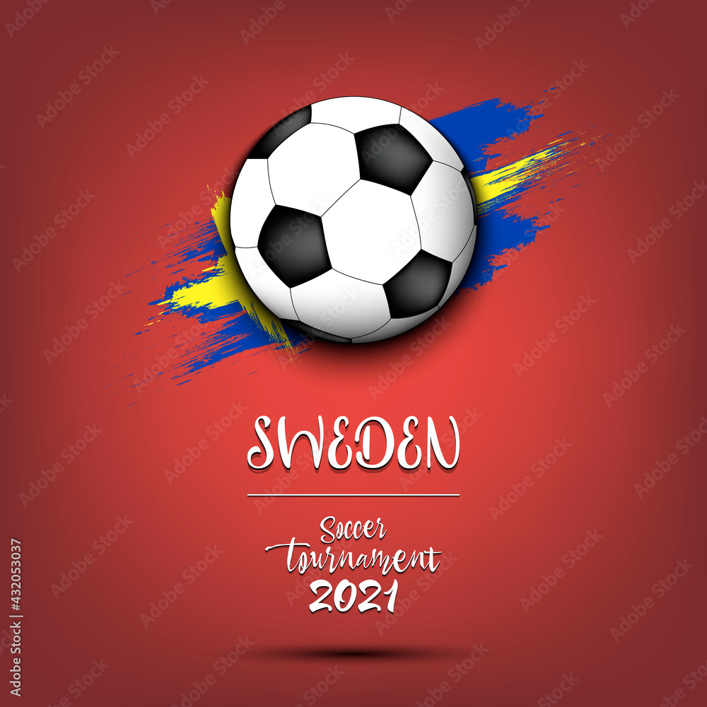 Soccer ball on the flag of Sweden Soccer ball on the flag of Sweden