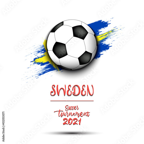 Soccer ball on the flag of Sweden