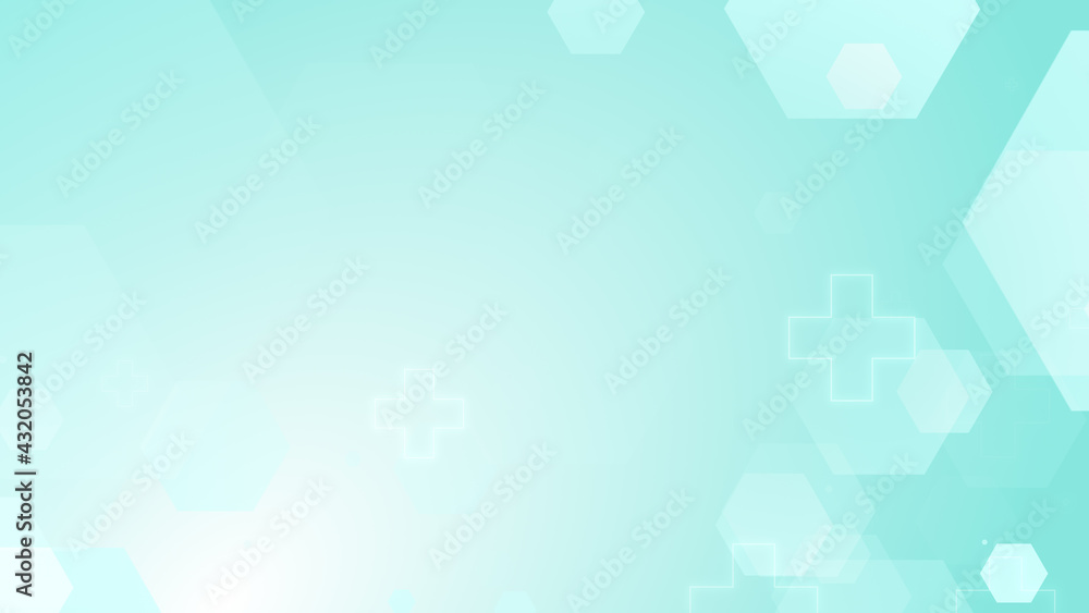 Hexagon cross geometric blue green pattern medical bright background. Abstract graphic design technology and science concept. Hexagon cross geometric blue green pattern medical bright background. Abstract graphic design technology and science concept.