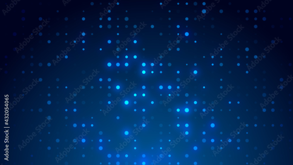 Obraz premium Dot white blue pattern screen led light gradient texture background. Abstract technology big data digital background. 3d rendering.