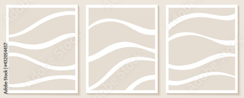 Contemporary templates with abstract shapes and line in nude colors.