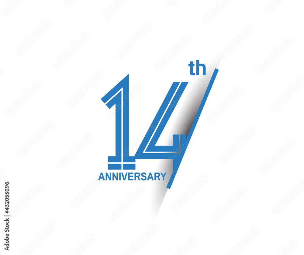 14 anniversary blue cut style isolated on white background can be use for company celebration moment