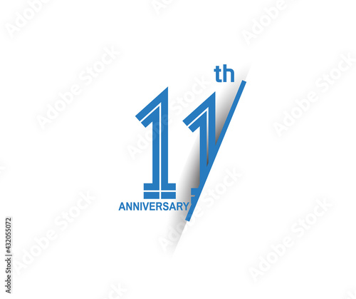 11 anniversary blue cut style isolated on white background can be use for company celebration moment