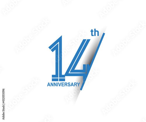 14 anniversary blue cut style isolated on white background can be use for company celebration moment