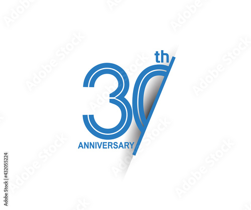 30 anniversary blue cut style isolated on white background can be use for company celebration moment