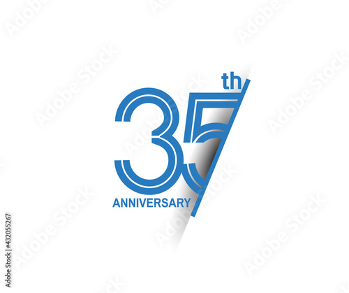 35 anniversary blue cut style isolated on white background can be use for company celebration moment