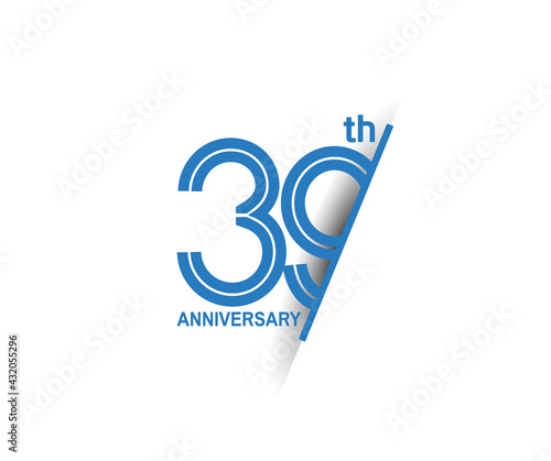 39 anniversary blue cut style isolated on white background can be use for company celebration moment