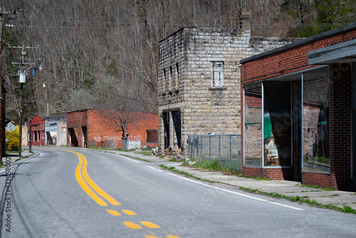 Decimated Downtown with Abandoned Storefronts - Appalachian Coalfields - Rhodell, West Virginia photo