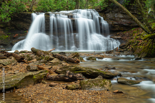 Upper Falls Of Fall Run Creek - Long Exposure Waterfall - Holly River State Park - West Virginia