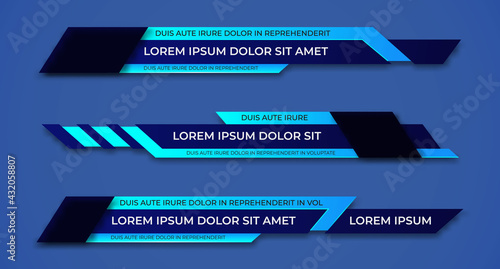 Modern geometric lower third banner template design. Colorful lower thirds set template vector. Vector illustration