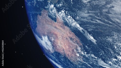 Photography Australia from Space, Planet Earth featuring the Australian continent - 3D Illus