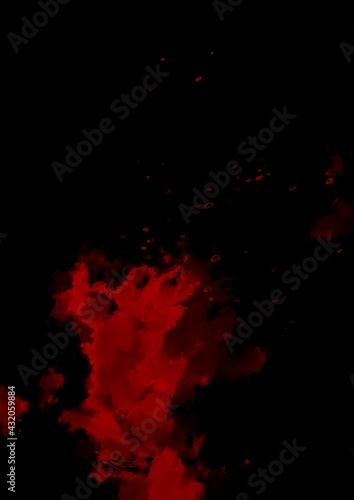 暗闇に光る赤い幻想的な水彩テクスチャ背景 