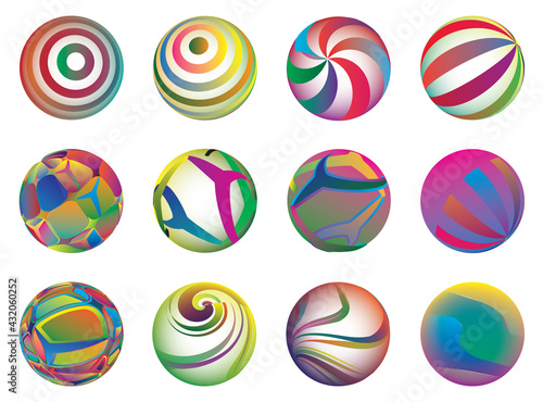 Collection of decorative colorful spheres, set of design elements