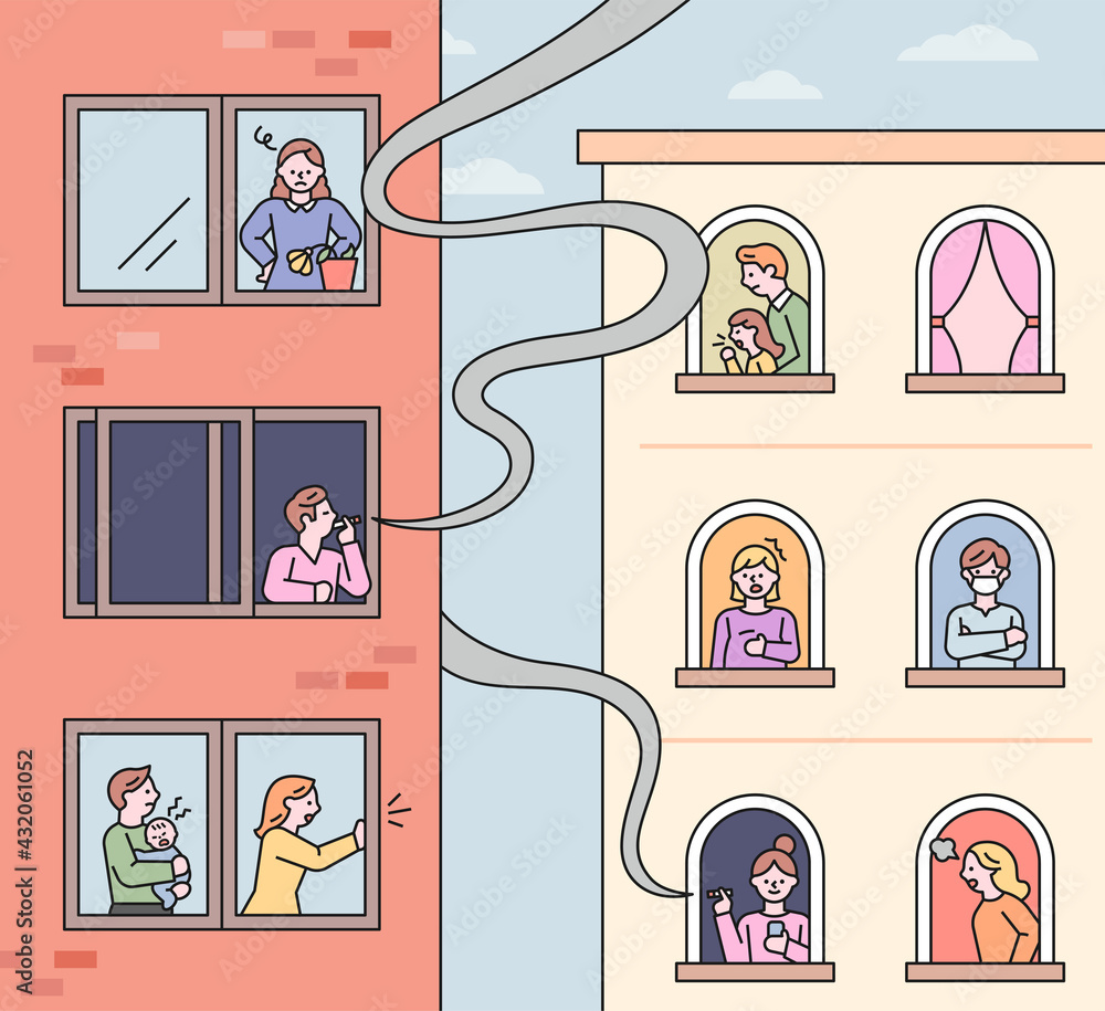 Collection of people characters who smoke. flat design style minimal ...