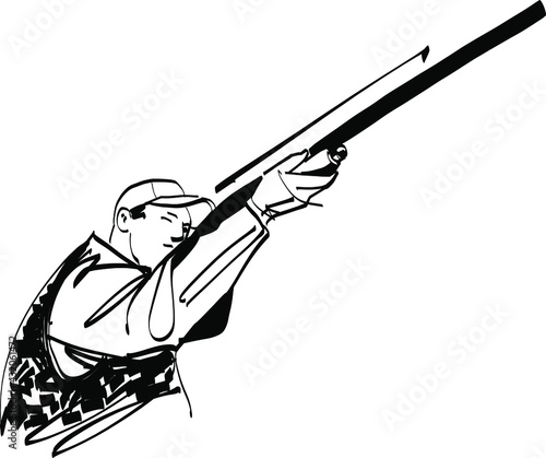 sketch of a hunter with a gun