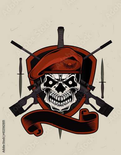 illustration vector skull army logo