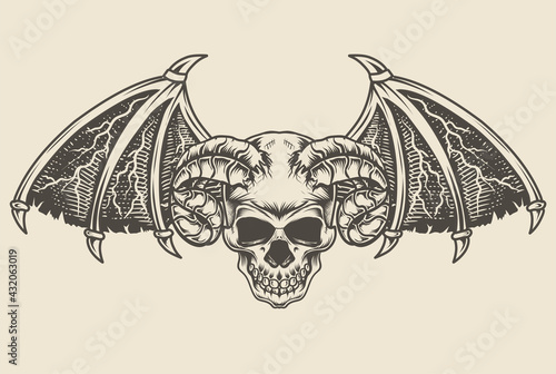 illustration vector demon skull head