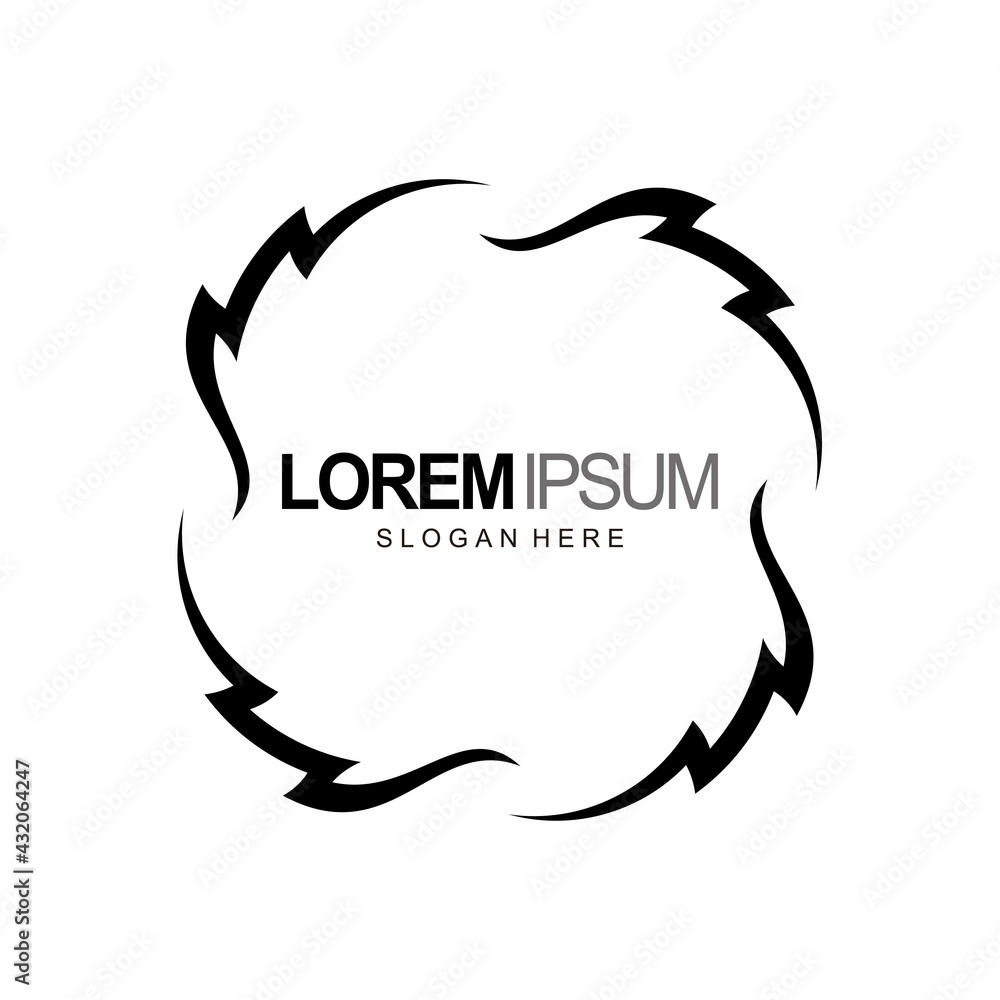 border leaf nature logo template in flat black color style border leaf nature logo template in flat black color style