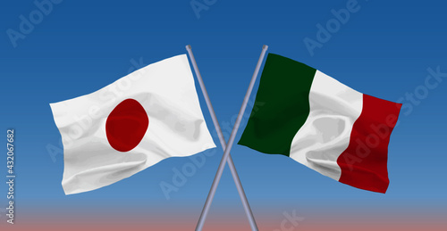 イタリアと日本の国旗