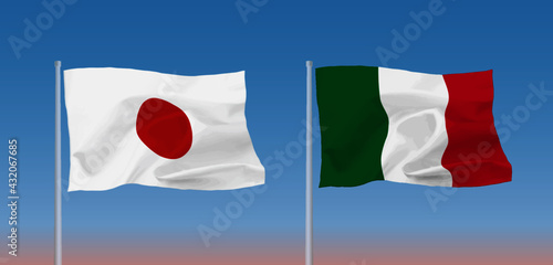 イタリアと日本の国旗