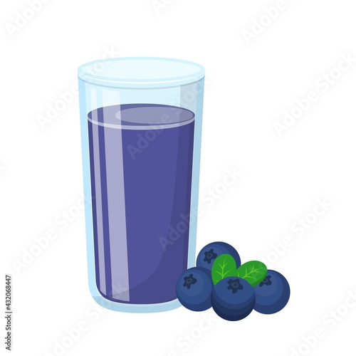 Cartoon comic vector of blueberry juice with glass cup