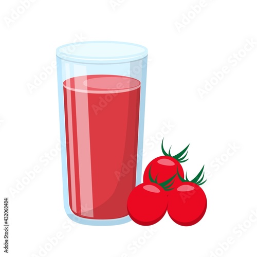 Cartoon comic vector of tomato juice with glass cup
