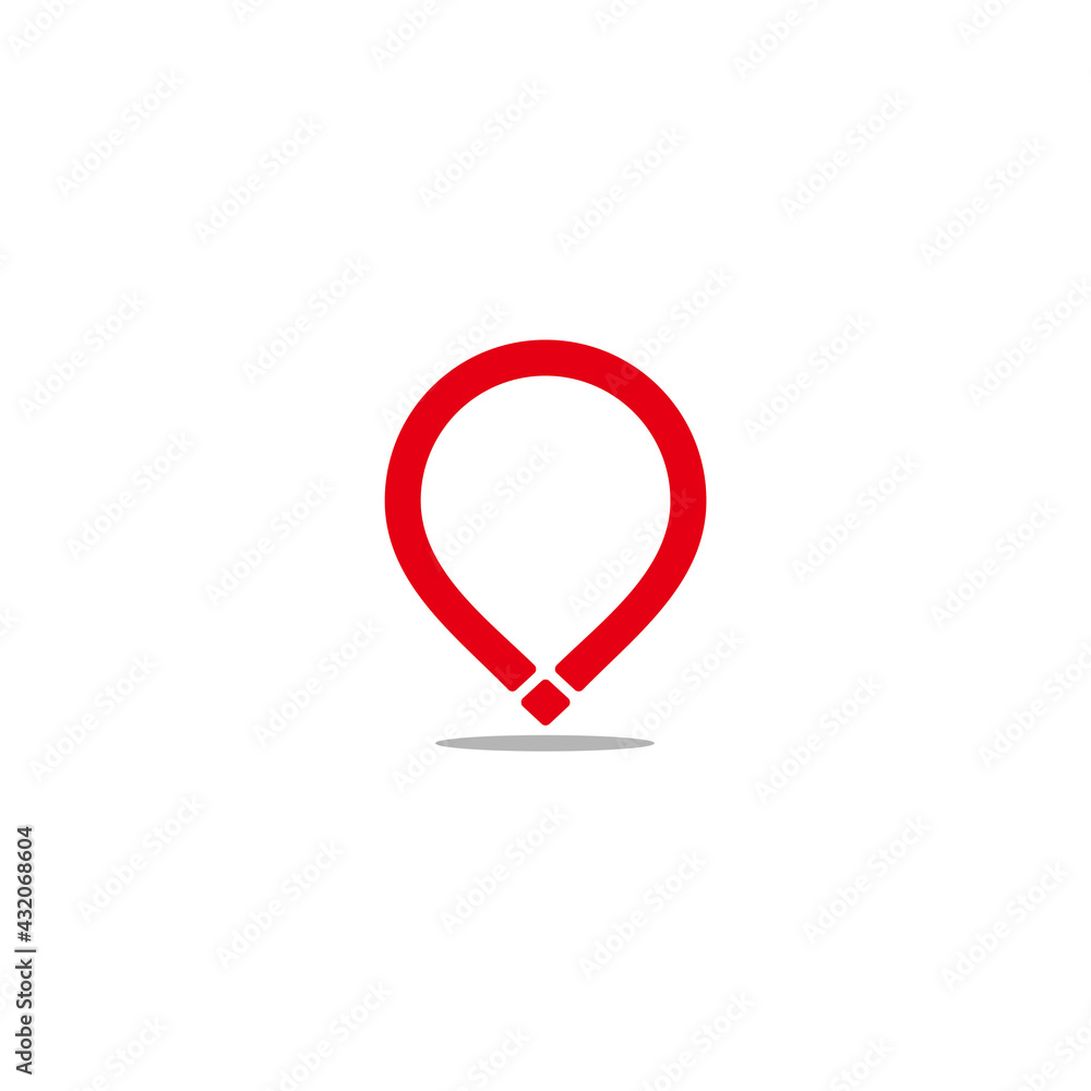 Fototapeta premium simple geometric red pin location shadow design symbol vector