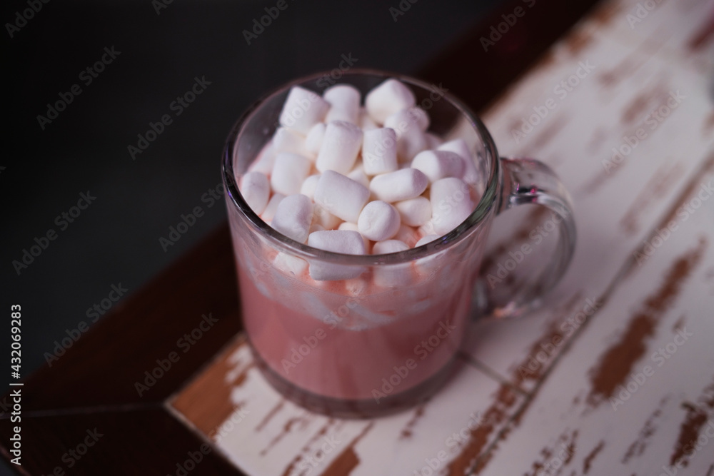 Pink Hot Chocolate at Trendy Restaurant - New York City Pink Hot Chocolate at Trendy Restaurant - New York City