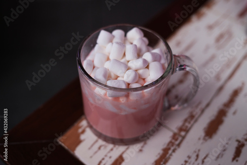 Pink Hot Chocolate at Trendy Restaurant - New York City