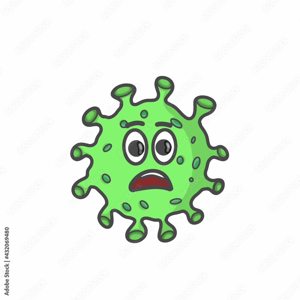 Fototapeta premium Cute Corona Virus Character Flat Cartoon Vector Template Design Illustration