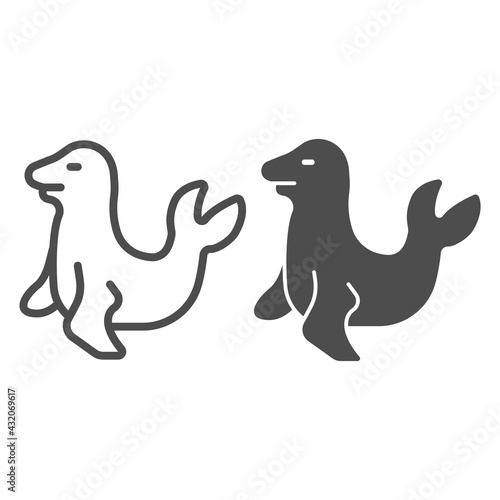 Fur seal line and solid icon, worldwildlife concept, seal vector sign on white background, fur seal outline style for mobile concept and web design. Vector graphics.