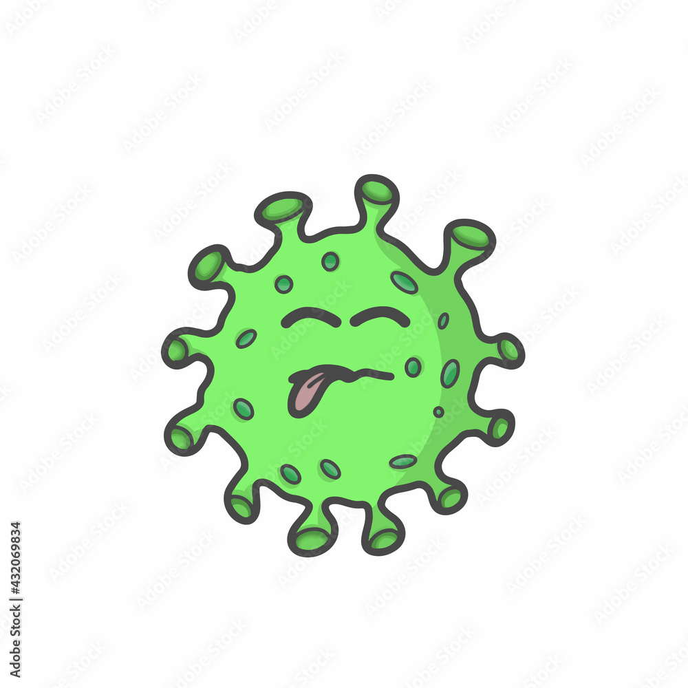 Cute Corona Virus Character Flat Cartoon Vector Template Design Illustration Cute Corona Virus Character Flat Cartoon Vector Template Design Illustration