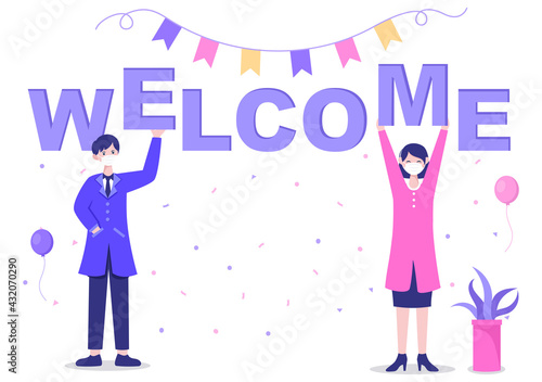 Welcome Vector Illustration For The Opening Of Web Page, Banner, Presentation, Social Media, Documents, Posters, or Greeting Cards