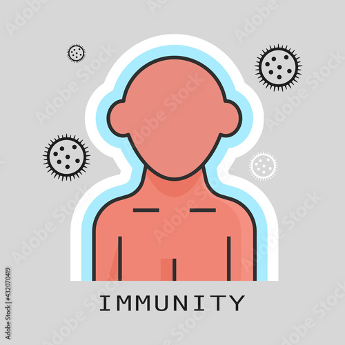 Human body immunity system illustration. Flat style icon. Isolated.