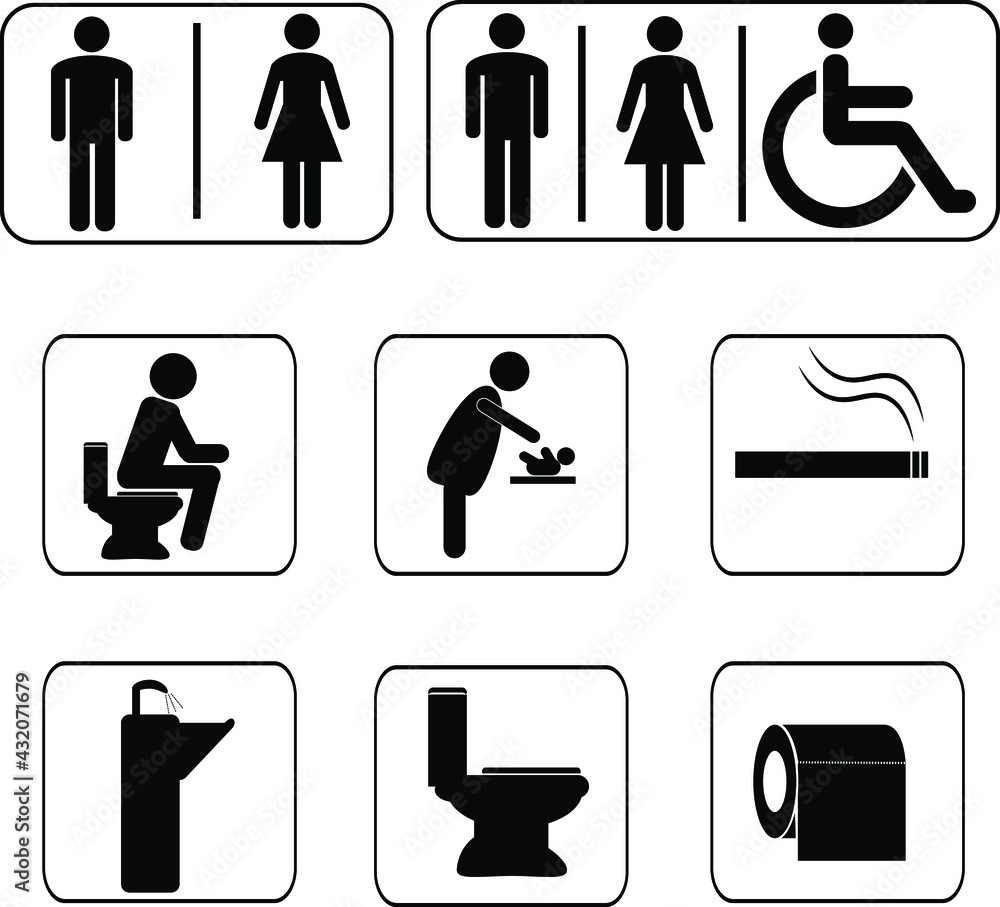 Vector restroom icons: lady, man, child and disability Vector restroom icons: lady, man, child and disability