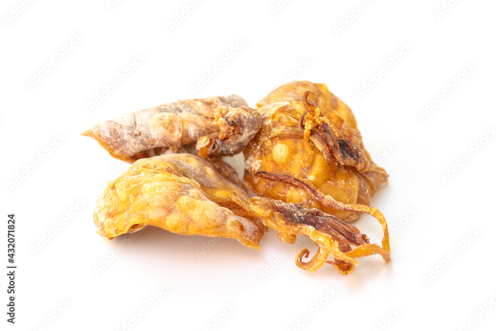 Grilled dried squid on white background. Grilled dried squid on white background.
