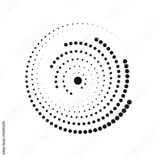 Abstract technology circles sign. Green icon with flat style shadow path. Halftone circle dots vector illustration design.